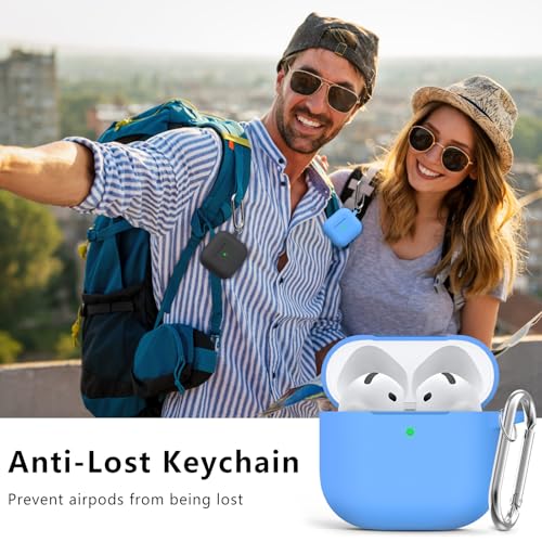 Image of Ljusmicker for AirPods 4 Case 2024 with Cleaner Kit,Milk Blue | Soft Silicone Protective Cover for Apple AirPods 4th Generation Case with Keychain for Women Men,Shockproof