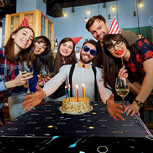 Glow Party Table Covers Neon Party Tablecloths 108 X 54 Inch Glow Party Tablecloths Disposable Plastic Neon Glow Table Cloth For Neon Birthday Party Black Light Party Supplies (2 Pieces) #TOP3