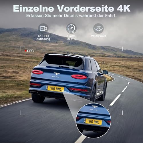 Dashcam Auto vorne und hinten Dasch cam 4K mit GPS 5Ghz WiFi Dash Cam mit 64GB SD Auto Kamera mit Parküberwachung/Super Nachtsicht/Loop-Aufnahme – Bild 6