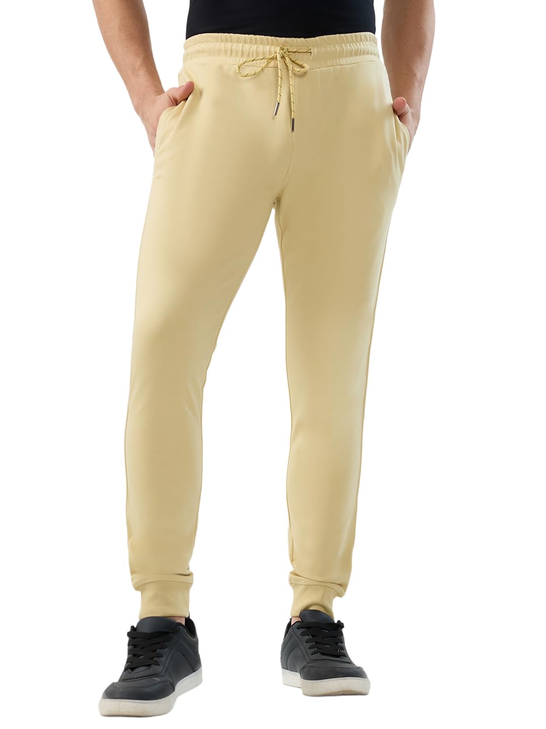 park avenue Men Slim Fit Solid Pattern Cotton Polyester Blend Flat Front Casual Jogger Pant-picture-13