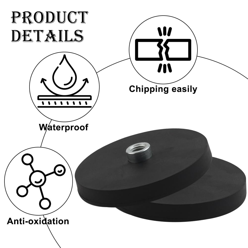 Magnetpro Lot De 4 Aimants Puissants Caoutchoutés Antidérapants