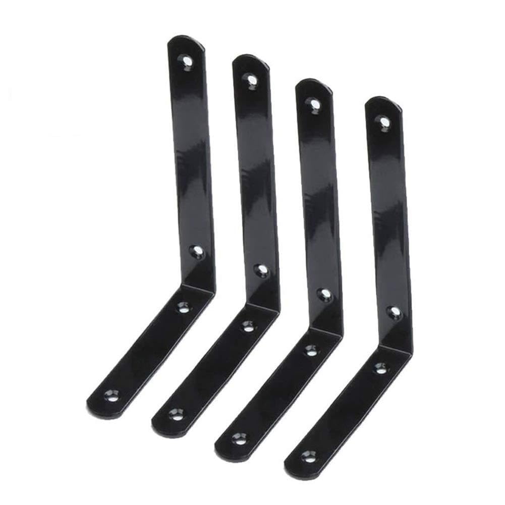 NGDFGR Kdlk Wall Shelf Brackets Supports Heavy Duty 4 Pcs L Bracket Wall Mounted Shelf Brackets Corner Brace Joint Angle Bracket Shelving Support With Screws,Black-10inch(25cm)
