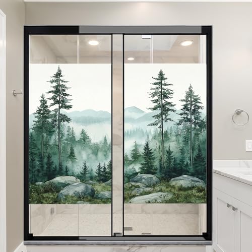Vinilo Decorativo de Bosque Acuarela para Ventana 17.7x23.6 in x2 miniatura 6