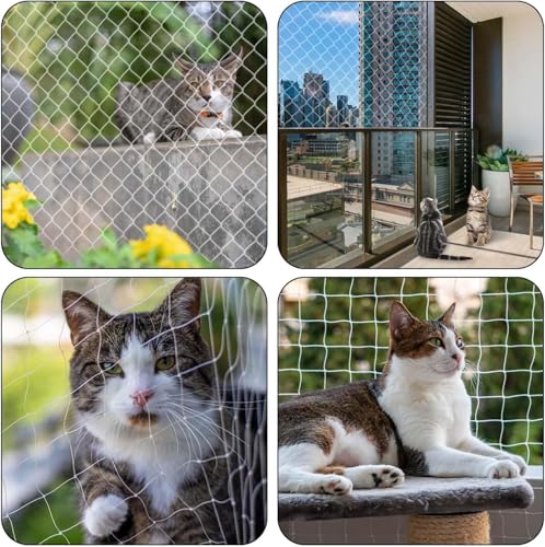 Grillix 3 x 10 m Katzennetz, unsichtbarer Schutz für Balkon, Katzen, mit verstärktem Draht, bissfest, UV-beständig und witterungsbeständig, für Balkon, Treppen, Terrasse und Fenster (weiß)