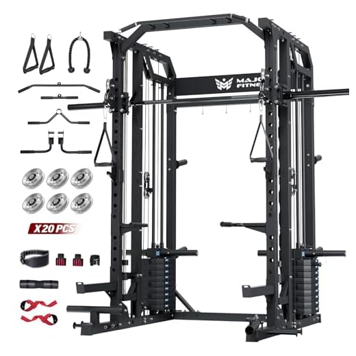 Major Fitness Drone2 Premium Smith△ Machine – All-in-One Home Gym Squat Rack with Aluminum Pulley Set , Weight Bar, Dual LAT Pull-Down Systems & Cable Crossover Machine for Full-Body Workouts