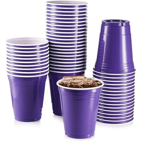 StarMar Purple Plastic Cups, [50 Pack] 16 Oz Party Cup Disposable Cup Big Birthday Party Cups Cover