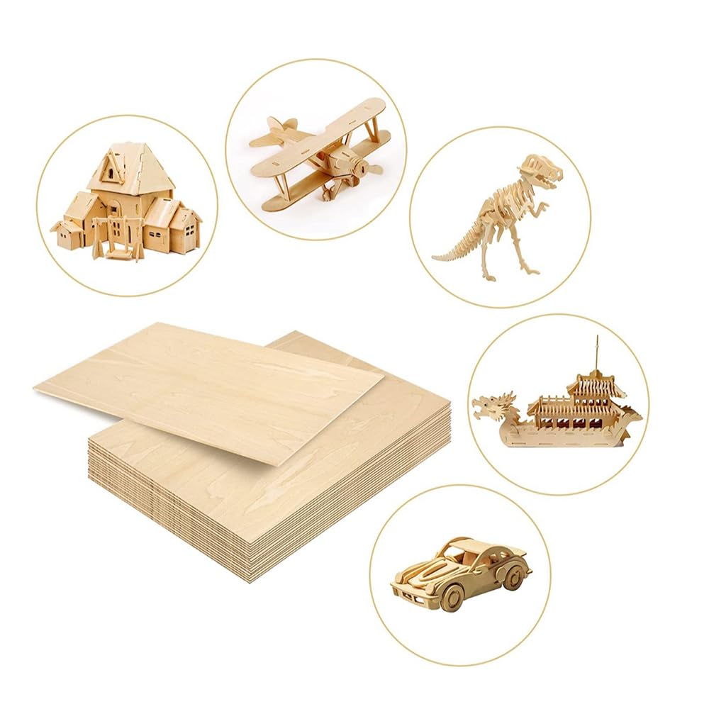 Sperrholzplatte 10 Stück Lindensperrholz Quadratische Holzplättchen Blanko Holzstücke Holzplatten zum Basteln Holzplatte zum Malen Holz zum Lasern Balsaholz Platten für DIY Modell Gemälde