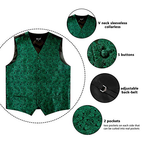 Alizeal Mens Classic 4pc Paisley Jacquard Waistcoat Suit Vest Set4