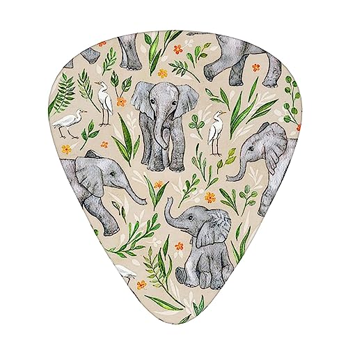 象と白鷺 ギターピック Guitar Pick 12枚セット ティアドロップ型 エレキギター/アコースティックギター/クラシックギター/ベース等の練習に最適な12枚セット