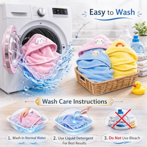 Image of First Kick Baby Blanket Newborn Polar Fleece Hooded Blanket with Premium Embroidery, 200 GSM All-Weather Newborn Wrapper, White Piping Stitch, 24 x 30 Inches, 0-6 Months, Pink, Sky, Mango