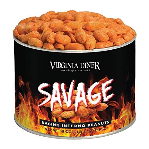 Virginia Diner - Gourmet Natural Savage Raging Inferno Spicy Virginia Peanuts, 18 Ounce Tin Cover