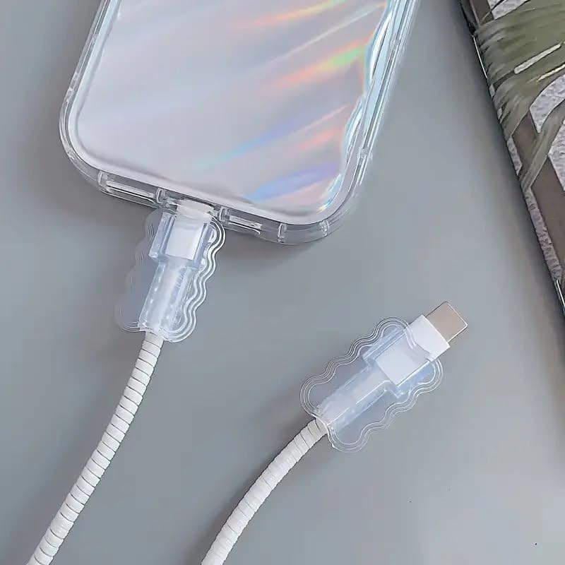KN MALL Cable Protector Silicone Cover, Transparent Cord Saver for USB, Phone Charger, Home Office Use (Pack of 6)-image-15