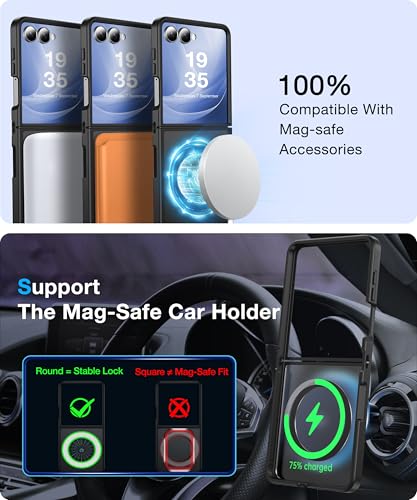 Image of NO.1 Magnetic for Samsung Galaxy Z Flip 7 Case Compatible with MagSafe [Military Grade Drop Tested][Translucent Matte][Anti-Fingerprint] Soft Silicone Bumper for Samsung Flip 7 Case Slim,Black