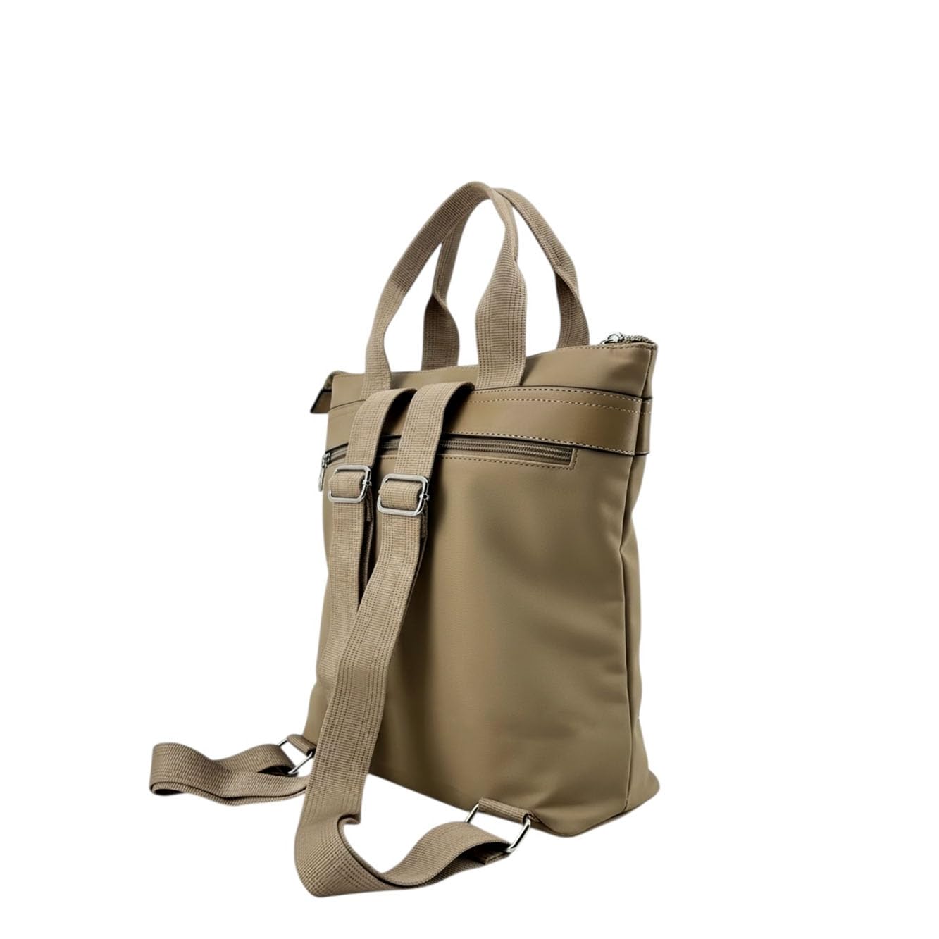 MODELISA - Bolso Mochila con Asas y Correas Ajustables Multifuncional Estilo Casual para Mujer (Caqui)