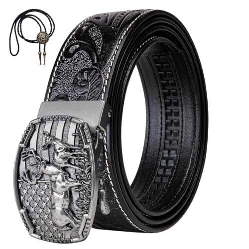 Image of Dubulle Mens Ratchet Belt Gold Click Buckle Adjustable Leather Belts