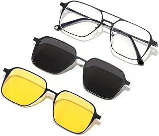 Poshh Eyewear 3in1 Clip on Magnetic Attachment Glasses For Men Women | 100% UV Protect |Polarised HD Vision | Night Vision |
