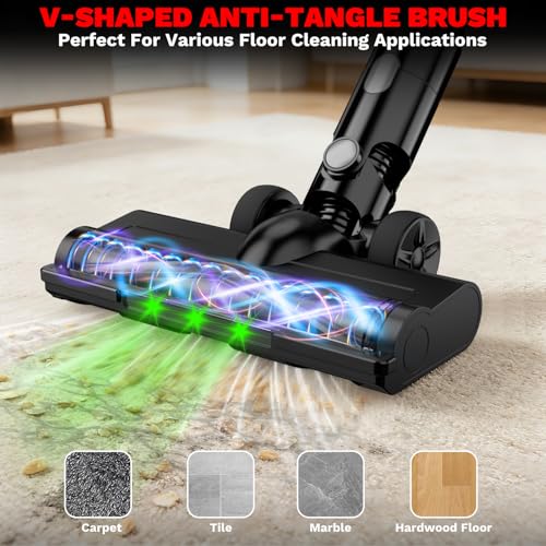 Image of Cordless Vacuum Cleaner for Milwaukee M18 Battery, 8-in-1 Stick Vacuum with Pet Brush, 35KPA Suction, 350W Brushless Motor, Smart Touchscreen, HEPA Filter, for Carpet Floor Car (Battery Not Included)