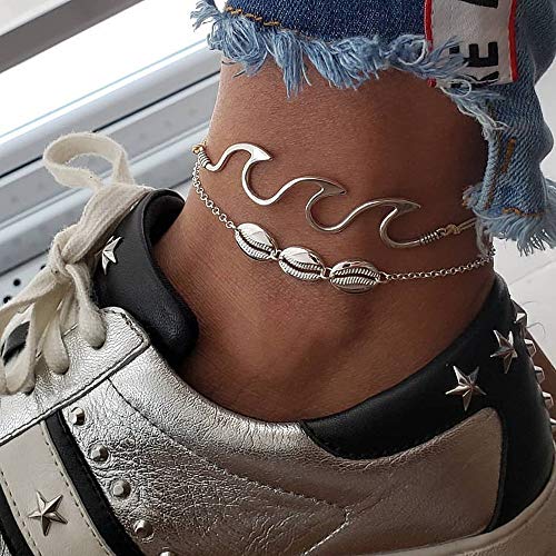 Women Bracelet 2Pc Bohemia Wave Anklets Alloy Bracelets for Women Rope Beach Anklet