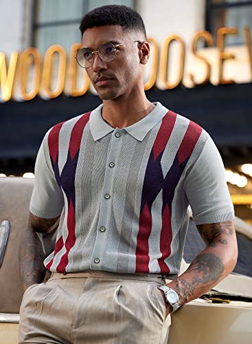 Mainfini Men's Vintage Knit Polo Shirt Casual Button Shirt (S-XXL)2