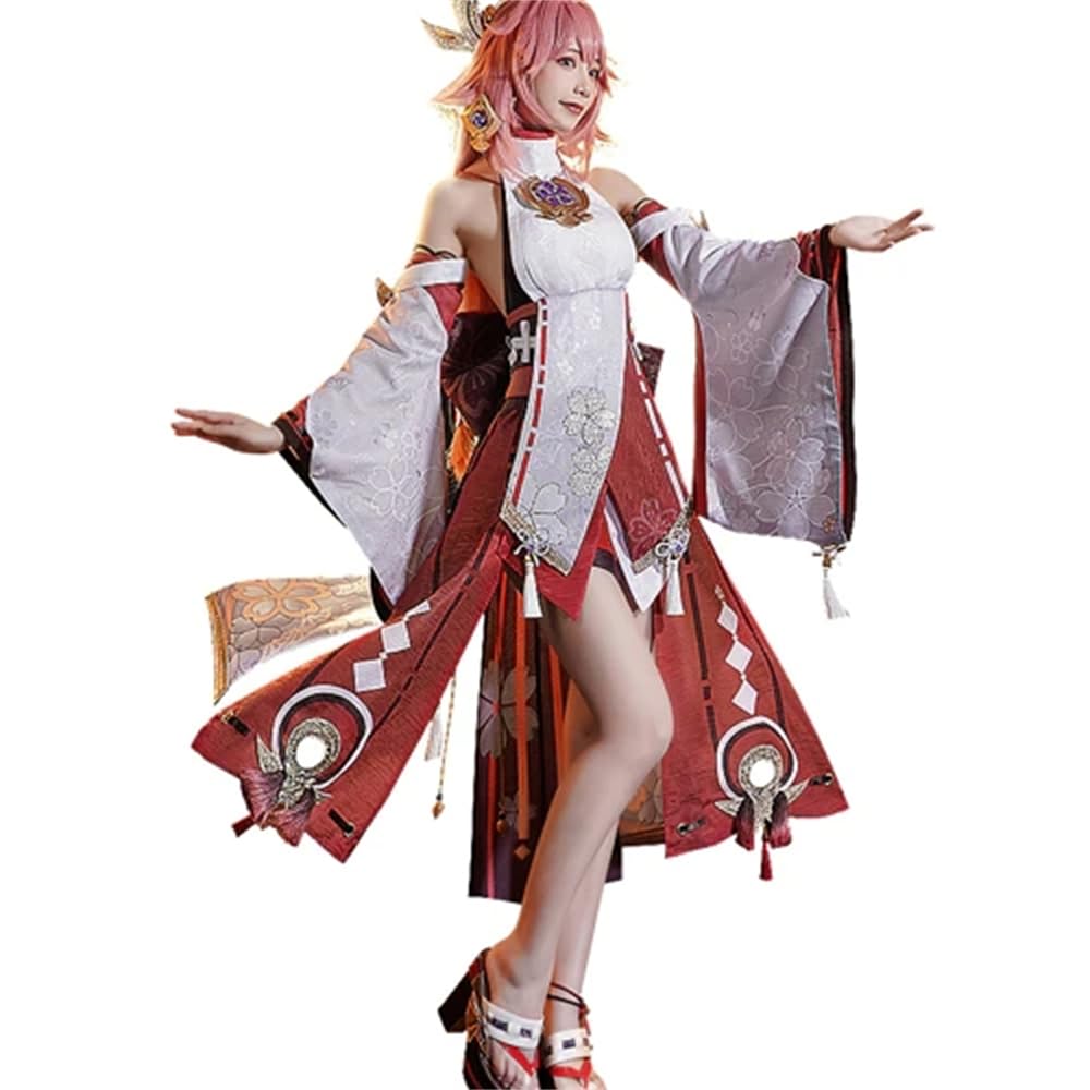 KIRA KIRA Yae Miko Cosplay Doki-SR Game Genshin Impact Yae Miko Cosplay Costume Halloween Party Costume Outfits (M)