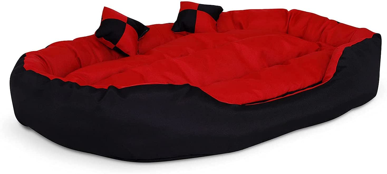 Poofys Pet Island Polyester Velvet Egg Shape Ultra Soft Polyfill Reversable Dog/Cat Medium Bed with 2 Extra Pillow, Red-Black (B096PGYPVB) Amazon Price History, Amazon Price Tracker