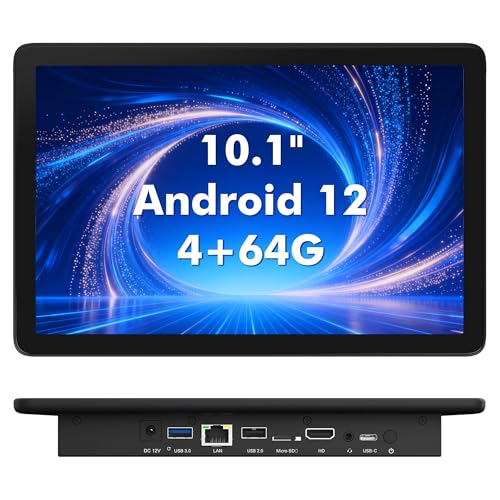 Image of 10.1 inch Industrial Touchscreen PC, All-in-One Computer Rockchip RK3399 Hexa-Core, 4GB RAM 64GB eMMC, Gigabit LAN, RS-232, USB 3.0, HDMI 4K, Android 11 for Digital Signage /POS /Factory Control