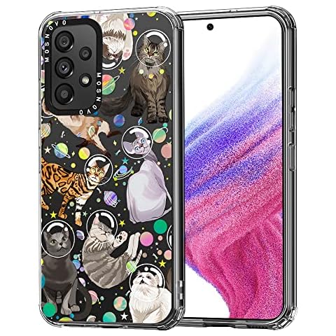 MOSNOVO Case for Samsung Galaxy A53 5G, [Buffertech 6.6 ft Drop Impact] [Anti Peel Off] Clear Shockproof Bumper Phone Cases Cover - Space Cat Cover