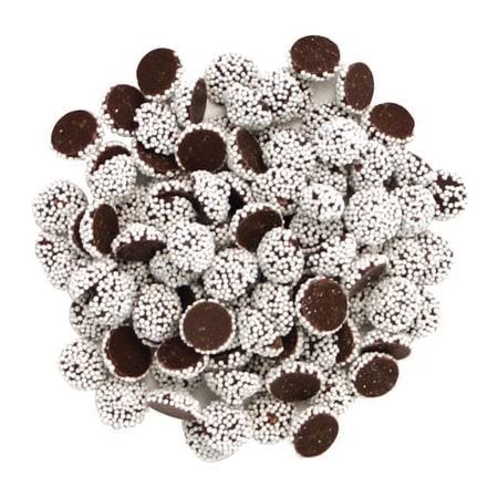 Candy Shop Mini Nonpareils Dark Chocolate Candy 2 Lbs - Resealable Candy Bag - Chocolate Discs Topped with White Nonpareils - Gourmet Chocolates -