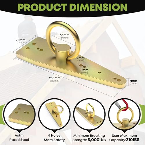 Image of Bull Ring Reusable Roof Safety Anchor | Heavy-Duty Fall Protection Anchor | Zinc Plated Steel Roofing Anchor | Permanent Roof Anchor for Wooden Structures