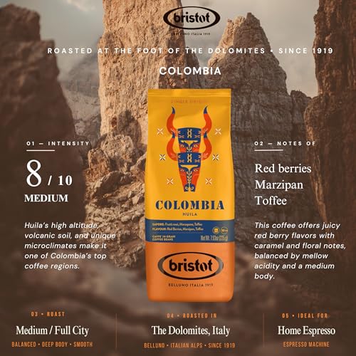 Bristot Colombia Huila Café Espresso en Grano 225 g miniatura 2