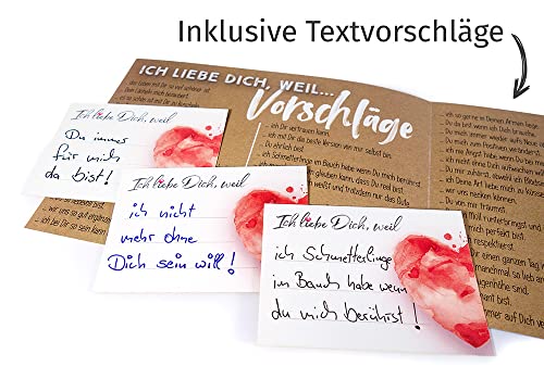beriluDesign Adventskalender mit 24 Karten - Ich Liebe Dich, Weil für Paare, Verliebte, Liebespaar