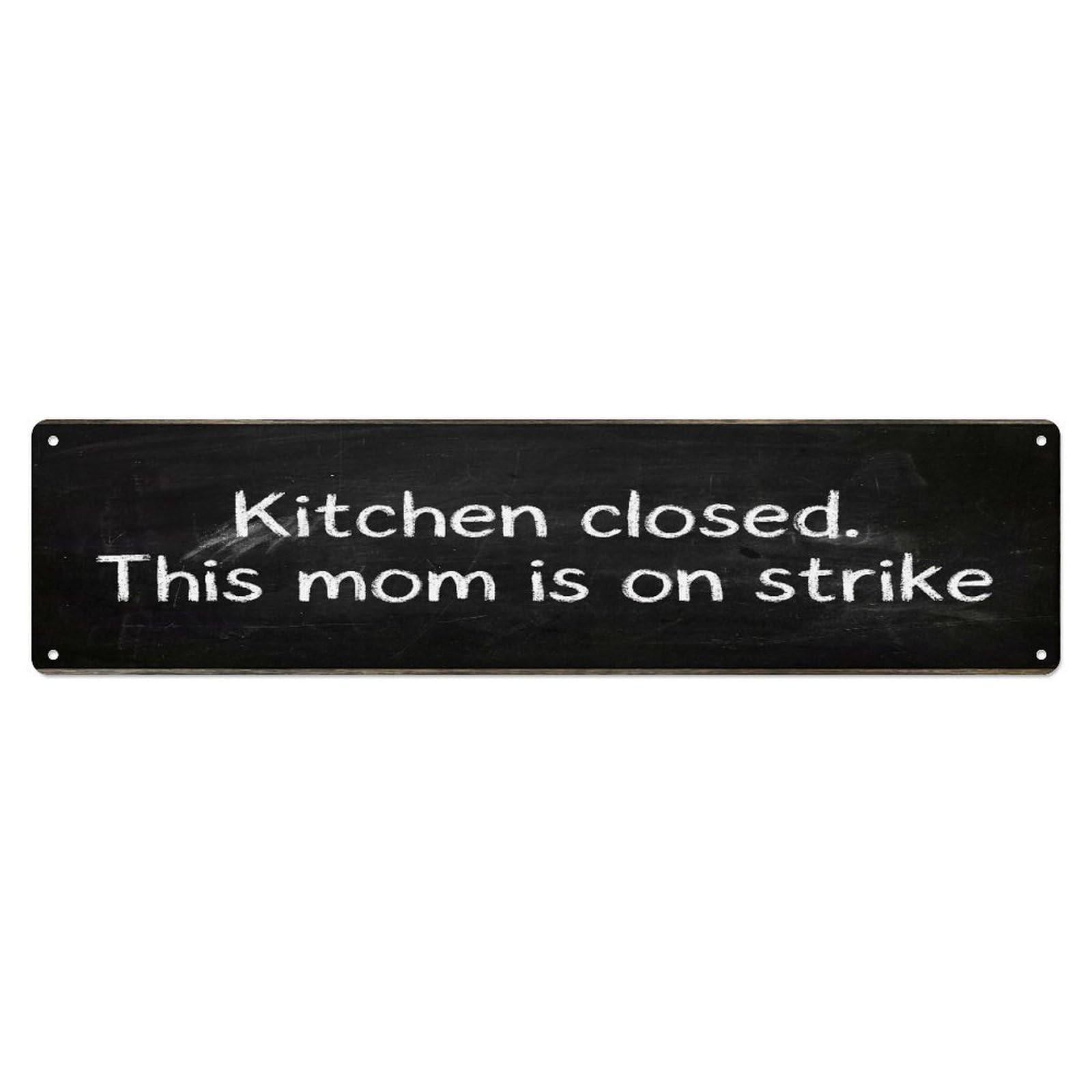 Metal Tin Sign Chalkboard Typography Closed Kitchen