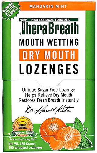 TheraBreath Dentist Recommended Dry Mouth Lozenges, Mandarin Mint Flavor, 165 Gram