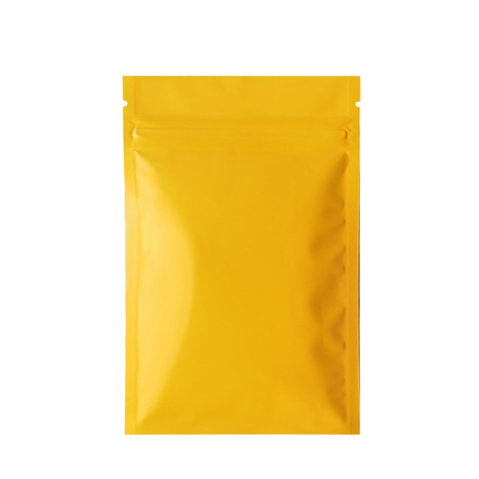 self-sealing bag, Aluminum Foil Flat Lock Ziplock Bags Multicolor Multiple Sizes Pack Of 100(Matte Yellow,7x10cm)