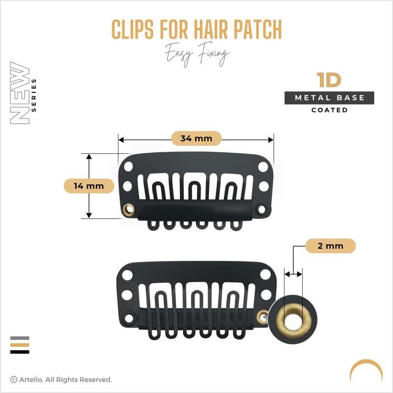 Image of Artello SNAPSTERS for Monofilament Hair Patches, Wigs, Extensions, Wefts for Men and Women, Metal Finish for Easy Sewing and Clipping (Colour: Dark-Black) (1g)