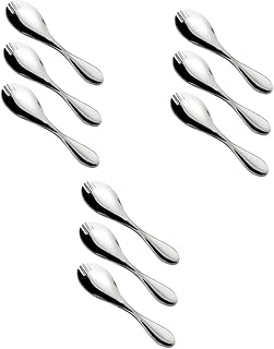 TOYANDONA Garfo E Colher Integrados 9 Peças Mini Colher Colheres Para Bebês Colheres Para Crianças Garfo De Sobremesa Colher Combinada Colher De Comida Colher Para Crianças Colher