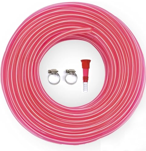 Image of 3 /4 inch hose pipe with 2 SS Hose Clamps and 1 Tap Connector, Used for Floor Cleaning, Bike Wash, Car Wash, Gardening (5 Meter) (Pink Zebraline)