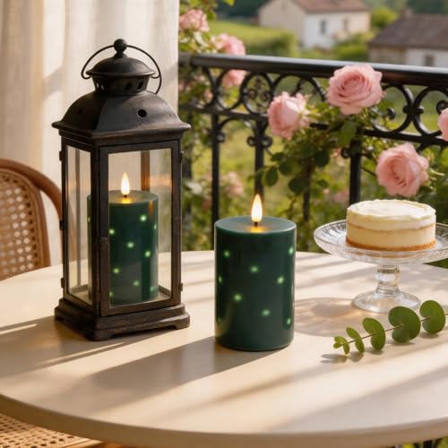 Velas LED con guirnalda de luces cera real pack de 3 con mando verde 7