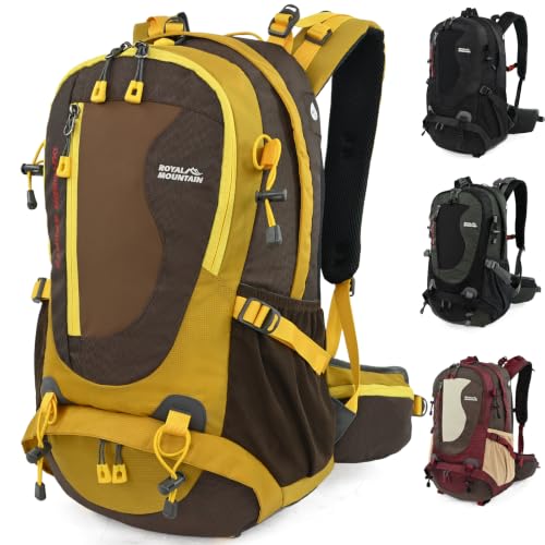 Mochila Royal Mountain 35L À Prova D'água Para Trilha, Mochila Leve Para Unisexo (Amarelo)