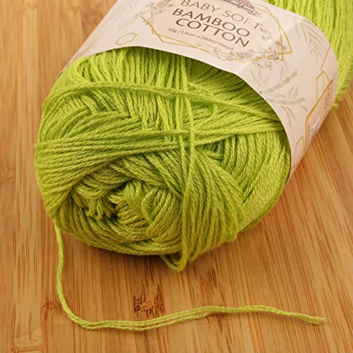 Image of JubileeYarn Baby Soft Bamboo Cotton Yarn - 50g /Skein - Avocado - 4 Skeins