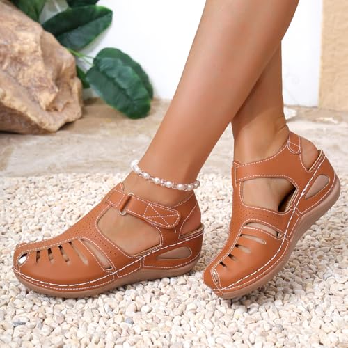 Women's Comfort Walking Sandals, Navy Blue, Perforated Design with Adjustable Straps4