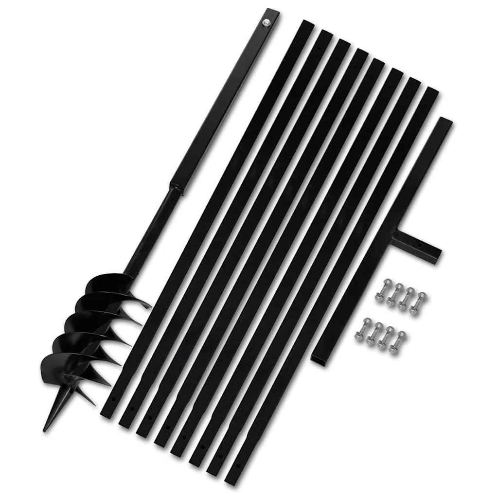 vidaXL Taladro de Tierra con Mango 120 mm con Tubo de Extensión 9 m Acero