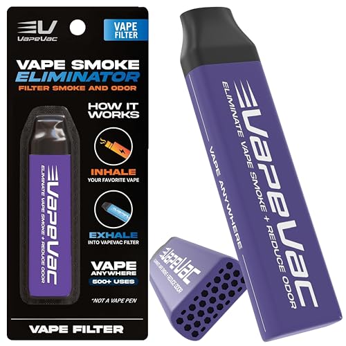 VapeVac(Registered AMZ Brand) – Pocket-Sized Personal Air Filter for Discreet Output Reduction | Minimizes Odor, Keeps Air Fresh | Not an Emission Device – 500+ Uses (Purple)