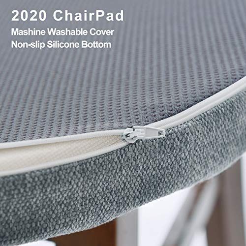 Shinnwa Chair Cushion with Ties for Dining Chairs [17 x 16.5 Inches] Non Slip Kitchen Dining Chair Pad and Seat Cushion with Machine Washable Cover - Light Gray