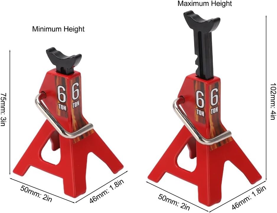 Limen Mini RC Jack Stand Model, Zinc Alloy Adjustable Mini Lifting Jack Scale Accessory for 1/10 RC Crawler Cars Hobbyists, for SCX10 D90 TRX4(Red)
