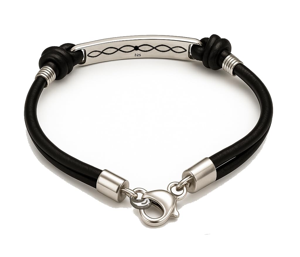 Pulsera Atlante-Pulsera para hombre de plata y cuero- Pulsera para mujer- Pulsera plata complemento anillo atlante Atlante