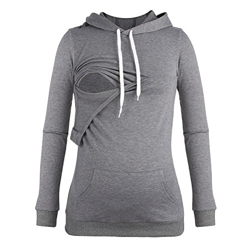 Dance Fairy Molliya Premamá Sudadera de Lactancia 2 en 1 Sudadera Capucha para Mujer,Gris,S