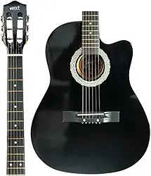 MXT Violão Cutway Acústico, 39 Polegadas, 6 Cordas de Aço, Preto, com Tensor Ajustável