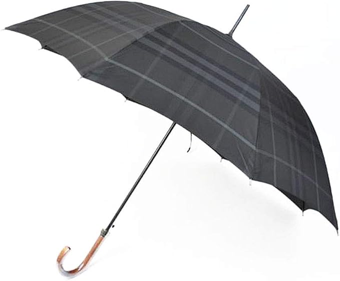 Amazon バーバリー Burberry チェック 紳士 カバー付 ジャンプ 雨傘 長傘 チャコールグレー 長傘 通販