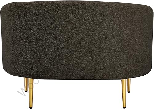 Image of Rosewood Luxury Curved Sofa in Premium Boucle Fabric | Solid Wood Structure | High Density Foam | Sturdy Golden Legs | Comfortable & Stylish Couch for Modern Living Room (Brown, 1 Seater)
